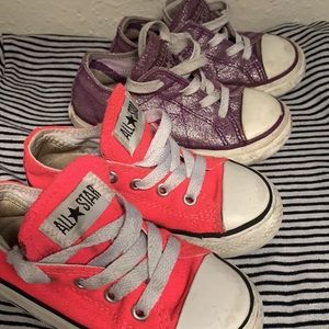 TWO pairs of Converse shoes, size 7 INFANTS
